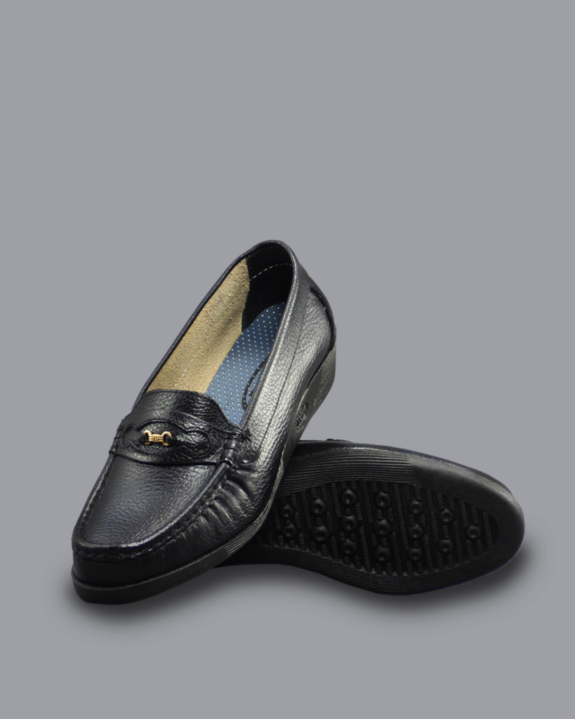 Mocasines negros para mujer, Ref. 573 suela Juliana, en cuero natural